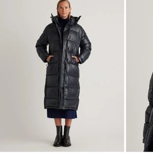 Quince Responsible Long Puffer Jacket in Shiney Black M